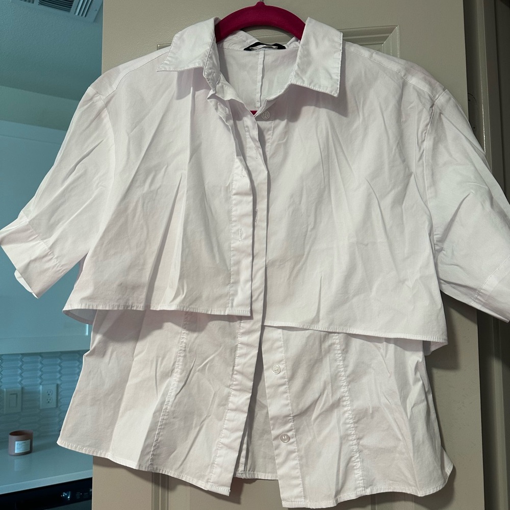 Zara White Button-Up Top